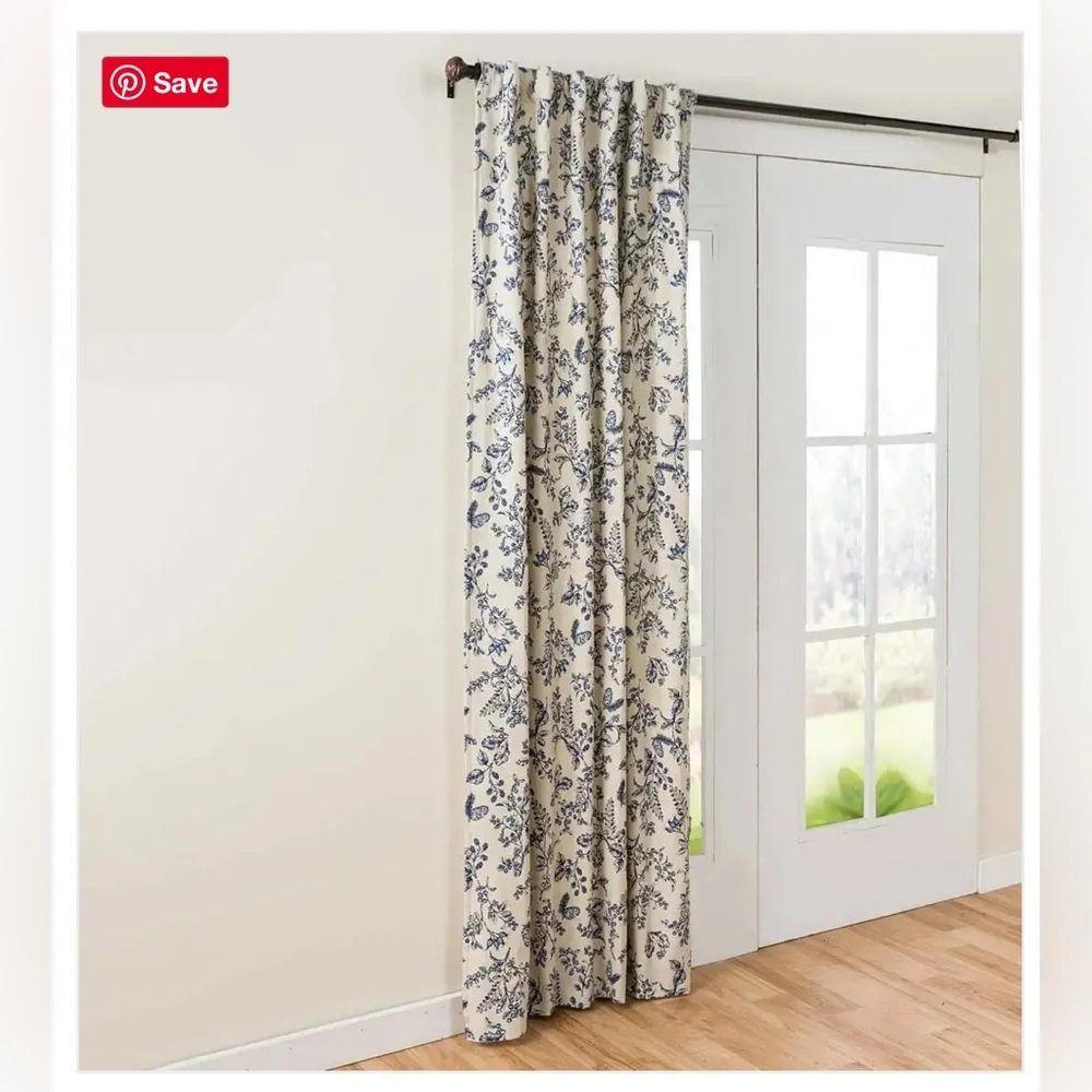 Plow & Hearth Botanical Toile Insulated Double-Lined Panel, 42 W x 96 L - Blue